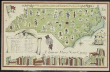Literary map of North Carolina prepared by the Literature Committee, Mrs. Mary Wyche Mintz, chairman ; preliminary idea by Nancy Kurka ; designed by Primrose [pseud. of Mrs. Francis Paschal]